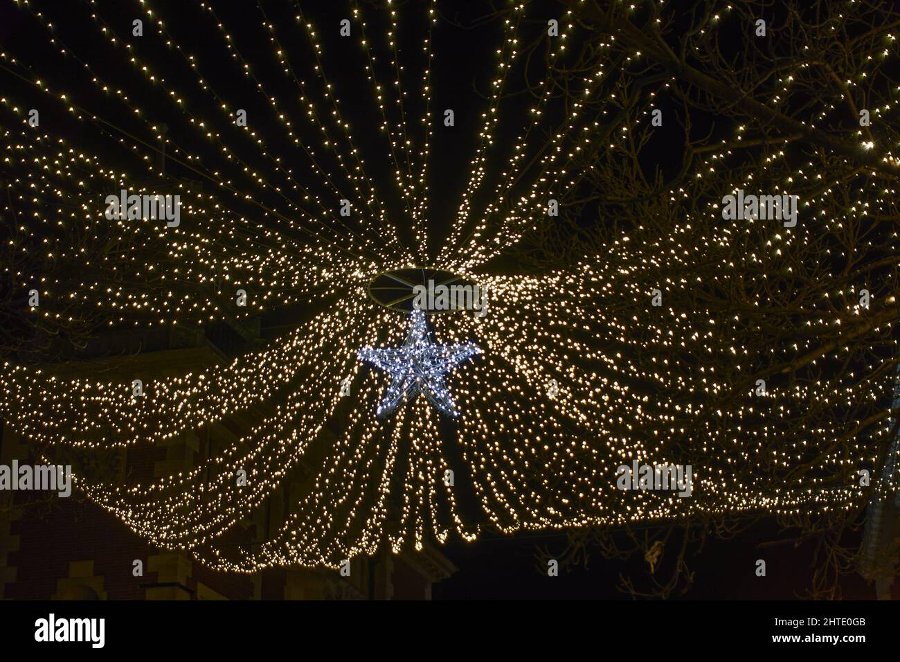 Photo of Gravesend Christmas lights at night in the town center Stock