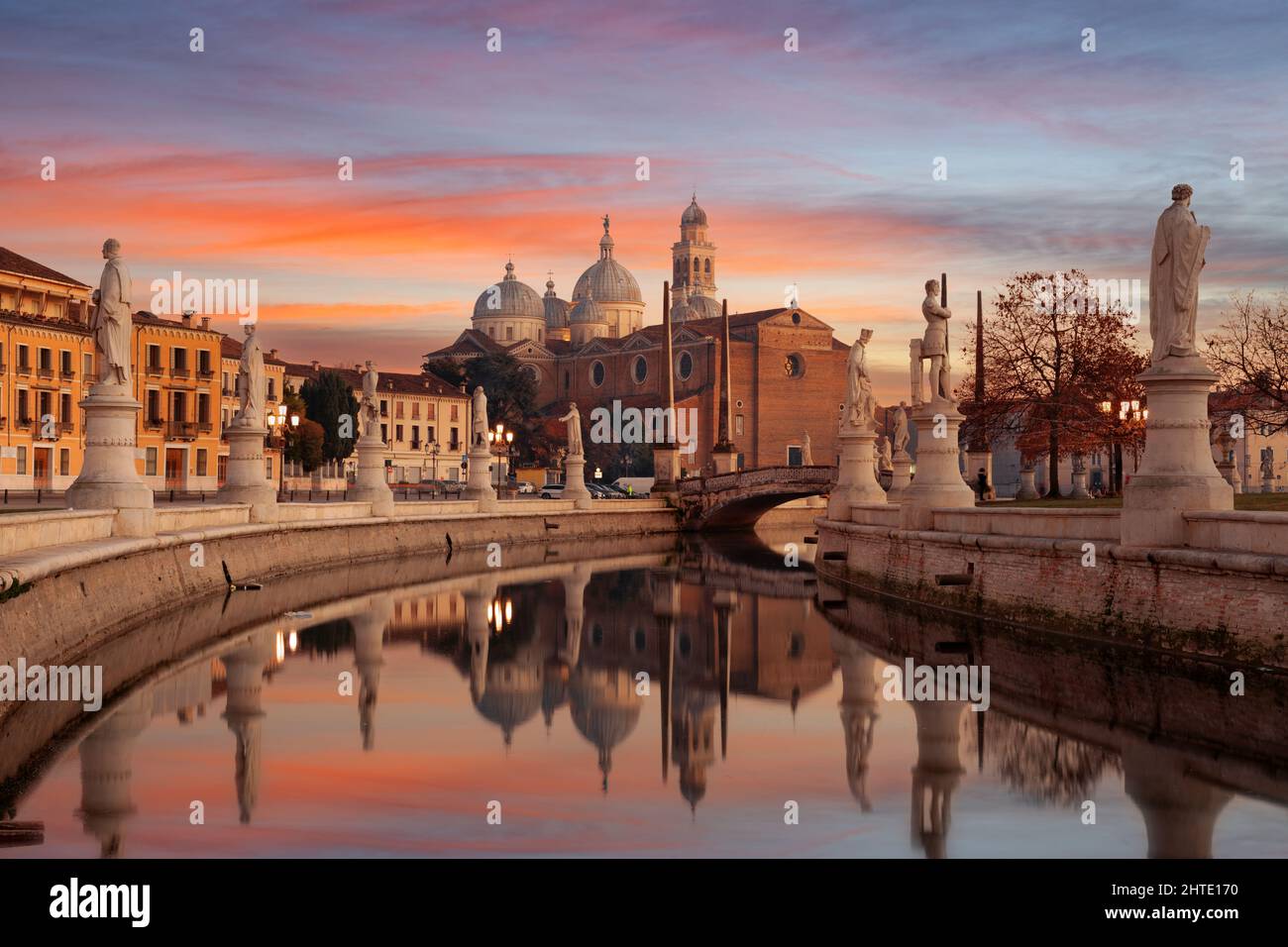 Padua, Italy at Prato della Valle at dusk. Stock Photo