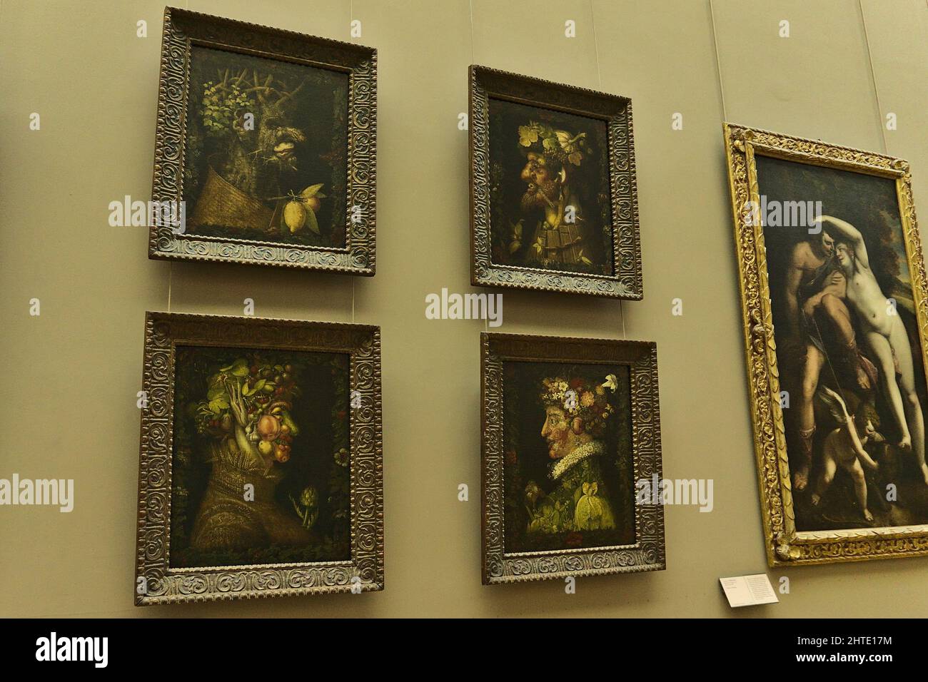 Four seasons painting by Giuseppe Arcimboldo in the Louvre Museum ...