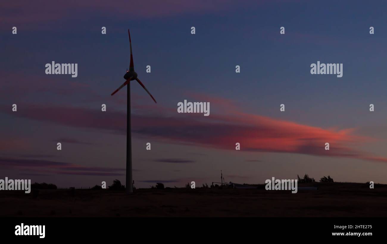 Silhouette shot of a wind turbine in Patagonia, Carretera Austral ...
