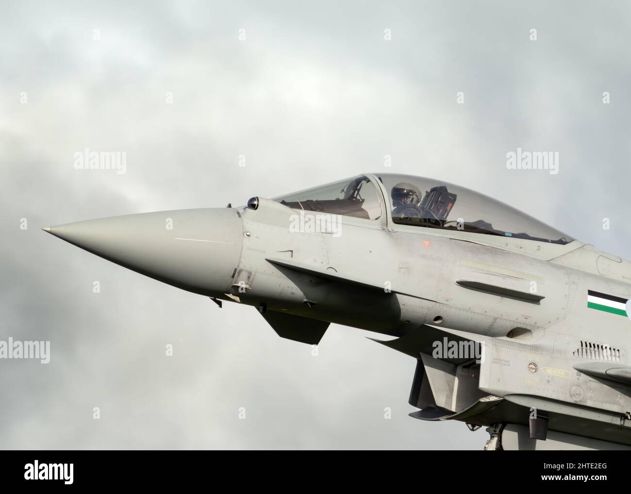 Coningsby Lincolnshire RAF QRA NATO allies rapid response Typhoon jet fighter plane pilot supporting air defence operations in Europe Stock Photo