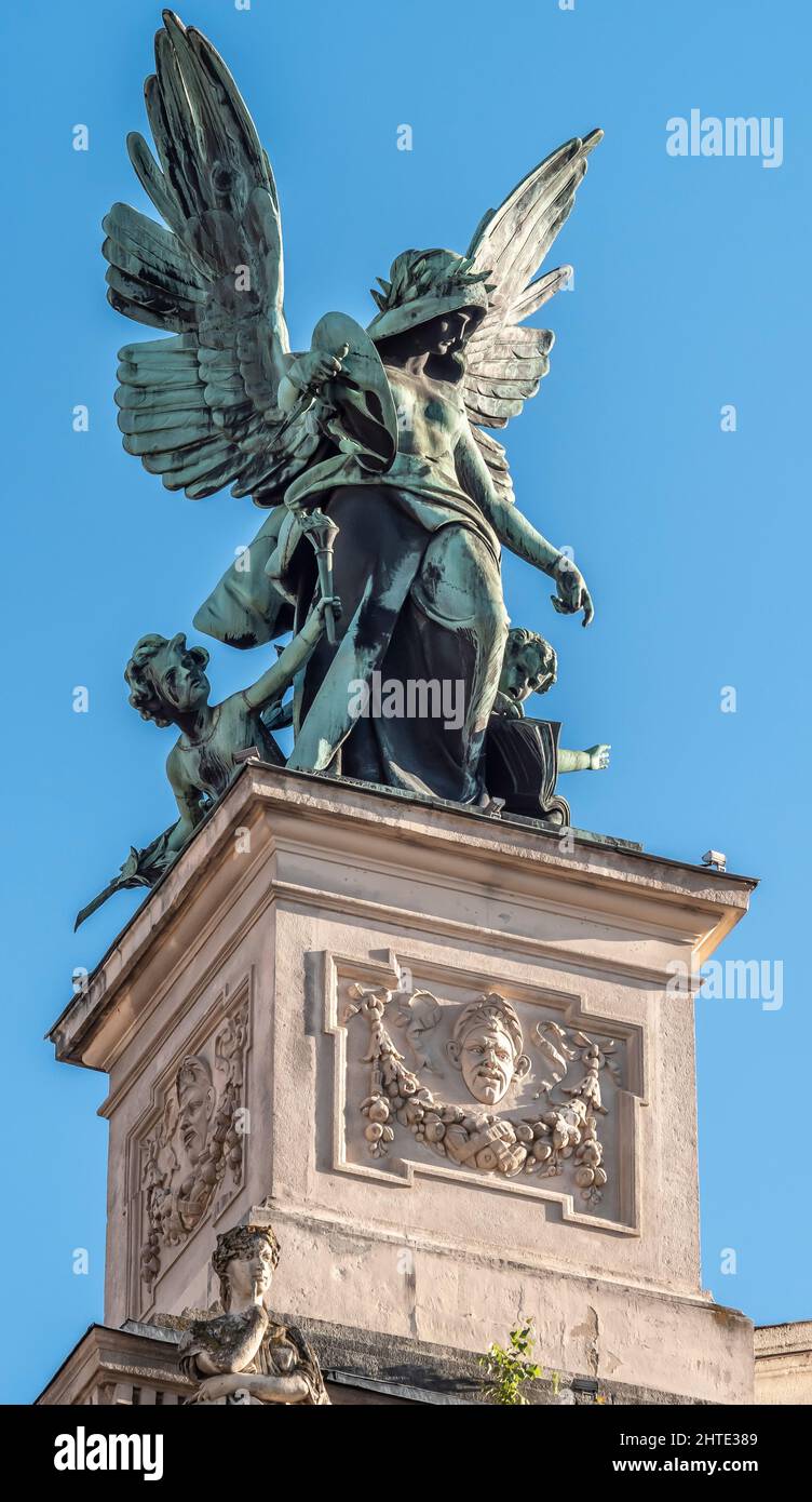 Poetry Genius Bronze Statue on the Lviv Opera House, Ukraine Stock