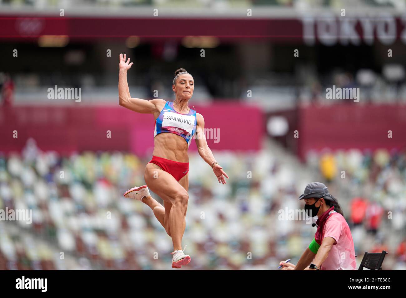 Ivana Spanovic participating in the Tokyo 2020 Olympic Games in the long jump discipline Stock