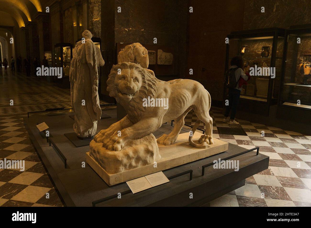 Greek lion statue at Louvre museum, Paris, France Stock Photo Alamy