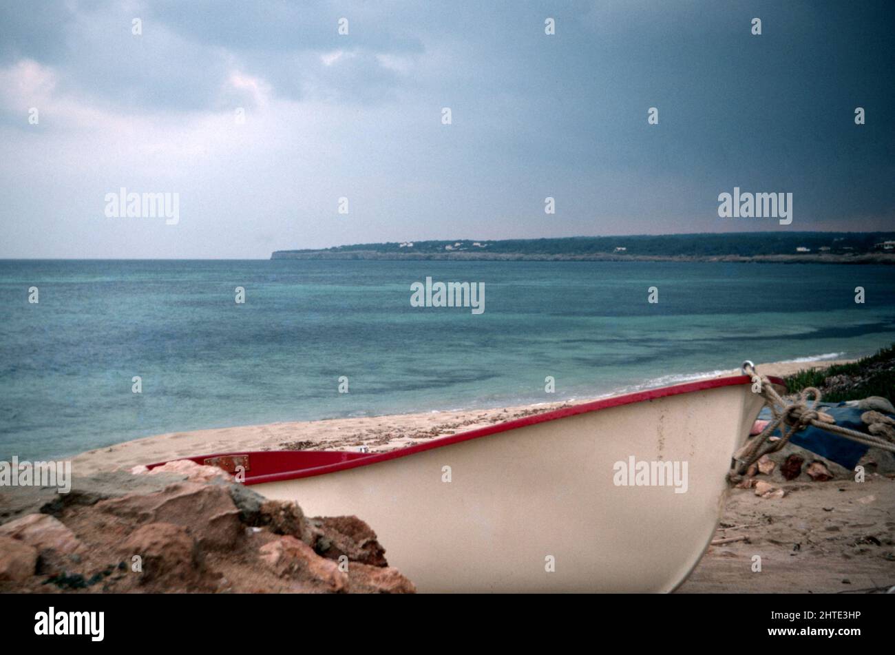 Small wooden boat on the beach, Holiday and tourism concept Stock Photo