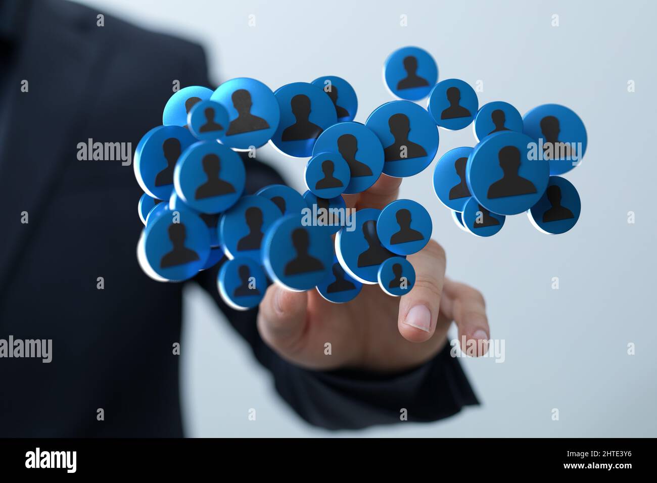 Businessman pointing at a unity group and teamwork concept Stock Photo ...
