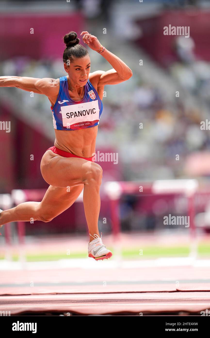 Ivana Spanovic participating in the Tokyo 2020 Olympic Games in the long jump discipline Stock