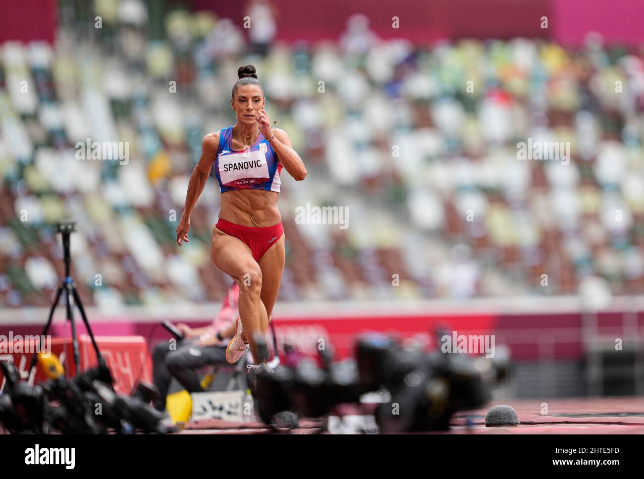 Ivana Spanovic participating in the Tokyo 2020 Olympic Games in the long jump discipline Stock
