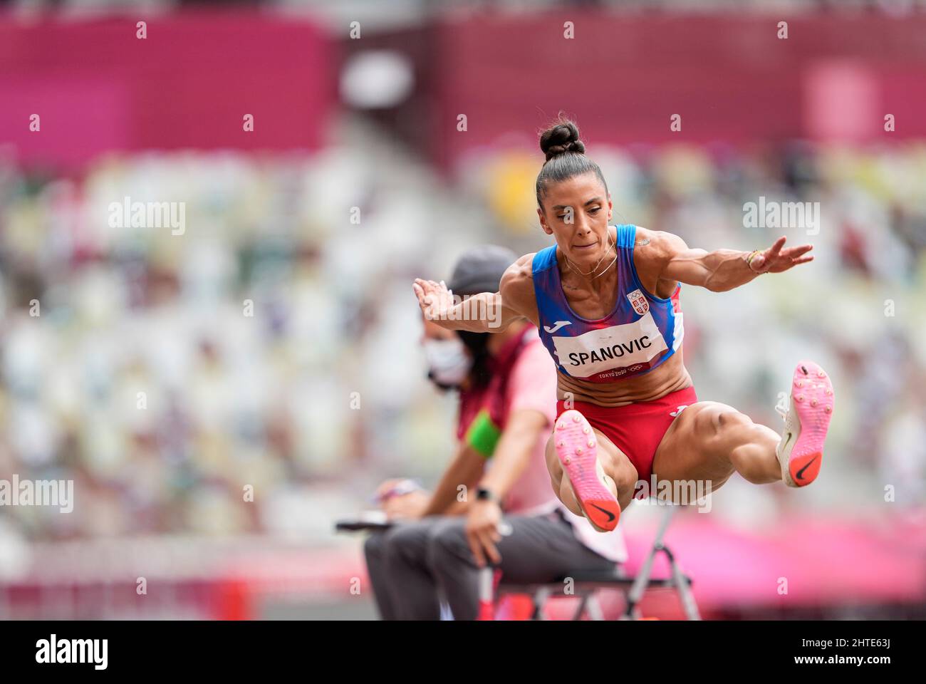 Ivana Spanovic participating in the Tokyo 2020 Olympic Games in the long jump discipline Stock