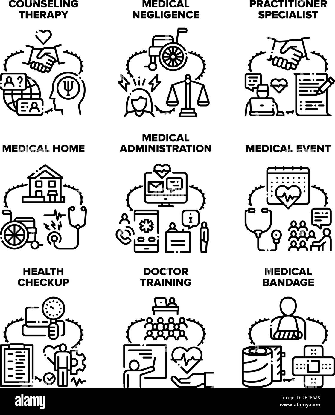 Health Checkup Set Icons Vector Illustrations Stock Vector Image & Art ...