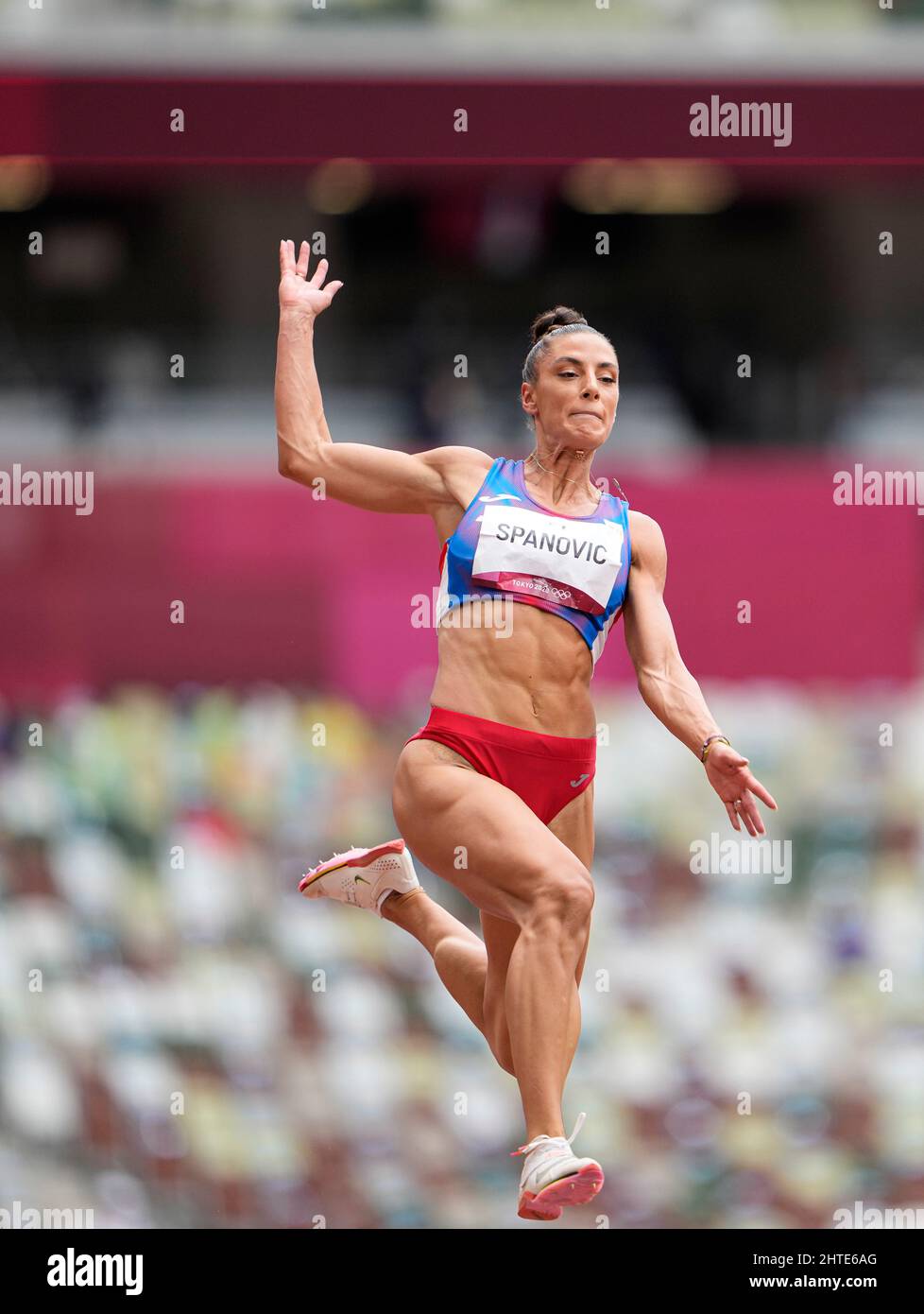 Ivana Spanovic participating in the Tokyo 2020 Olympic Games in the long jump discipline Stock