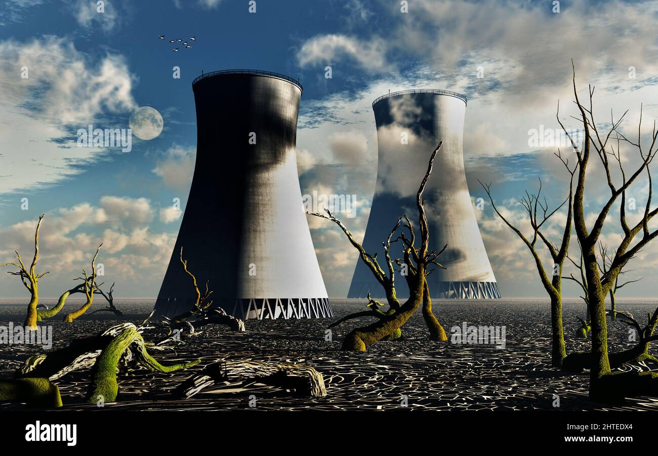 Nuclear Cooling Towers Stock Photo