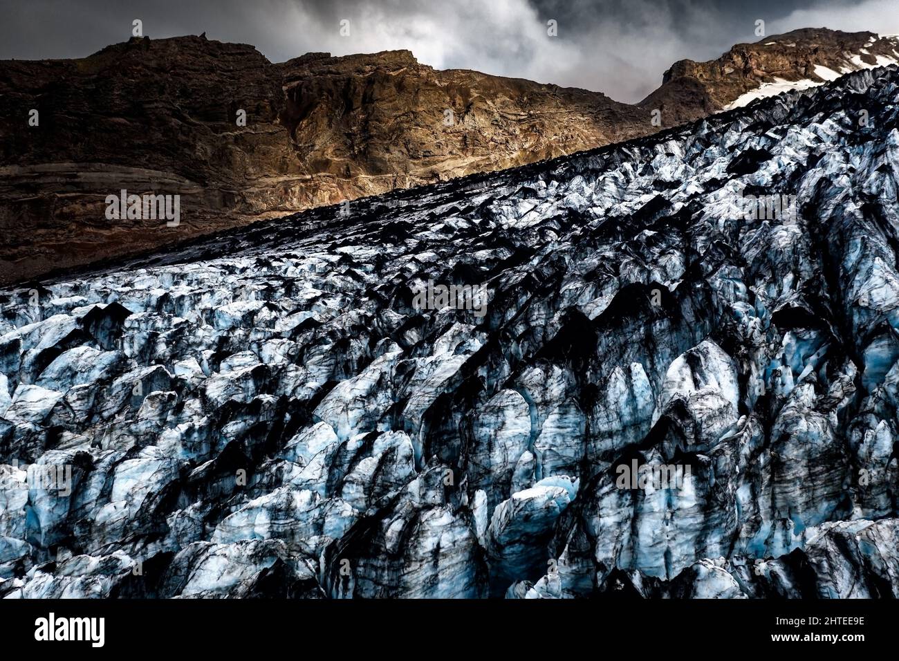 Aerial capture of famous Eyjafjallajökull. Stock Photo
