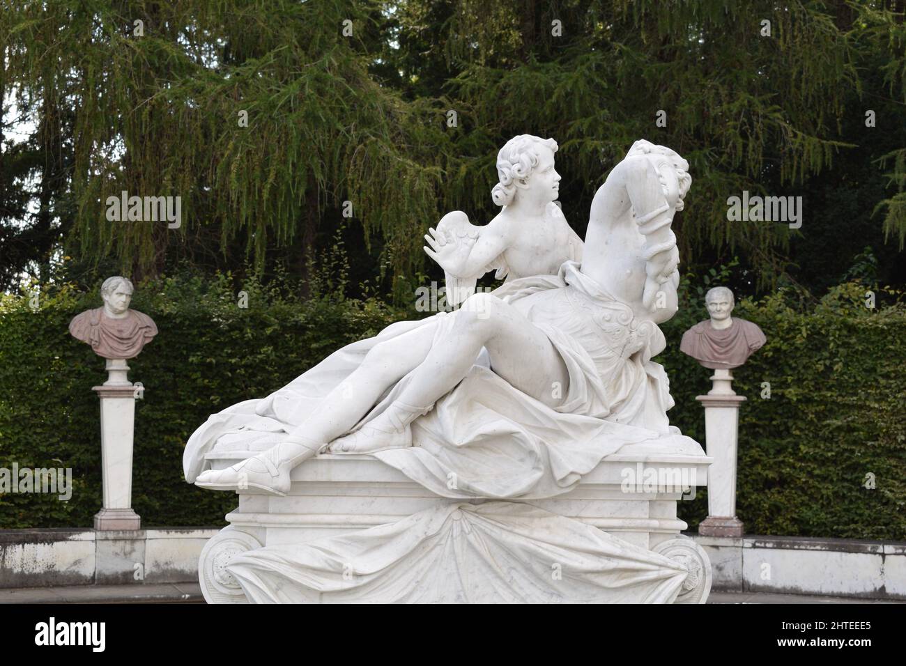 Statue of Cleopatra mit trauernden Amor(1750), Francois Gaspard Adam Sanssouci Steffen Heilfort. Stock Photo