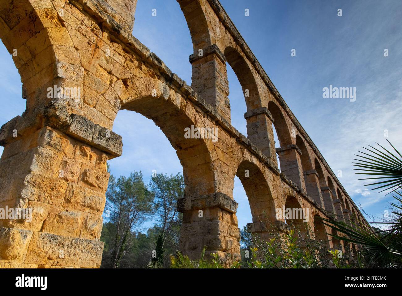 The Devil Bridge ('Puente del Diablo') an old roman aqueduct preserved outside Tarragona, Spain Stock Photo