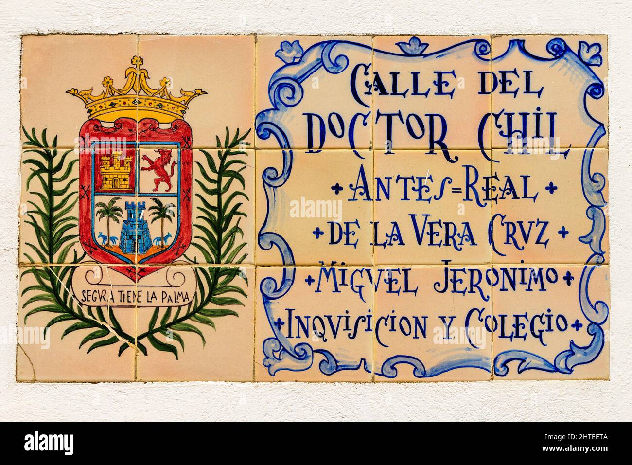 coloured tile decorative street sign for calle del doctor chil in vegueta district las palmas Stock Photo