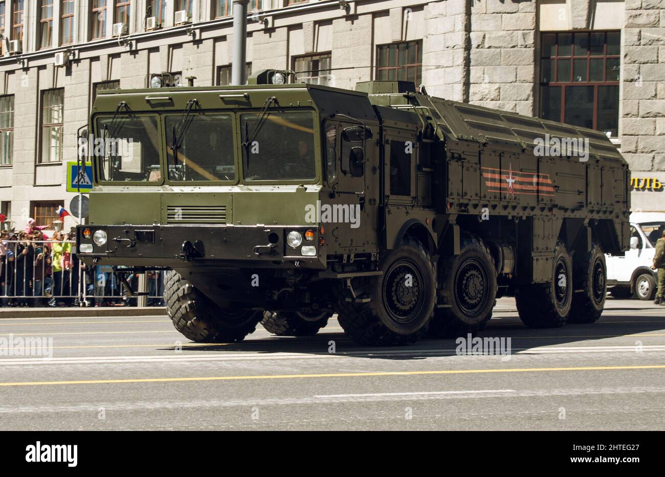 Russian Iskander ballistic missile in Moscow during the 2017 Victory Day military parade. Stock Photo