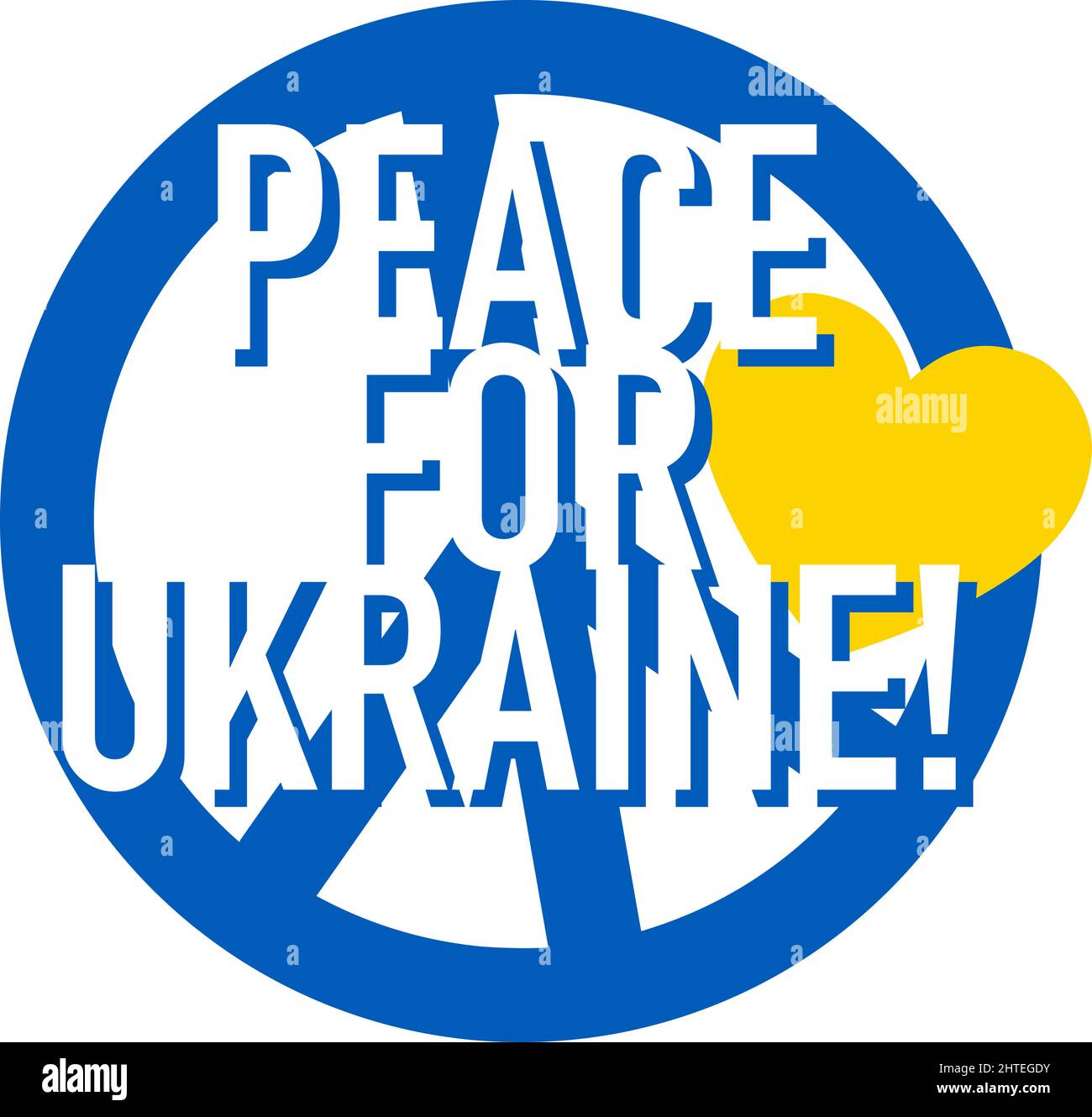 Peace for Ukraine lettering on Icon. Support icon for people in Kyiv and Ukraine. Stay Strong together. Patriotic symbol, icon.-SupplementalCategories Stock Vector