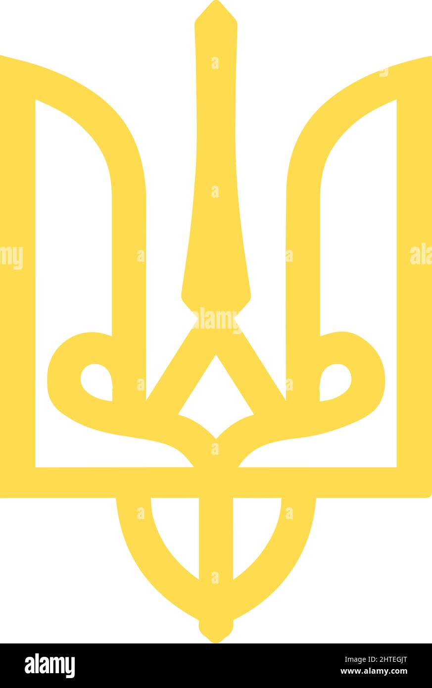 Coat of arms of Ukraine yellow icon. Save Ukraine concept. web and print vector symbol.-SupplementalCategories+=Images Stock Vector