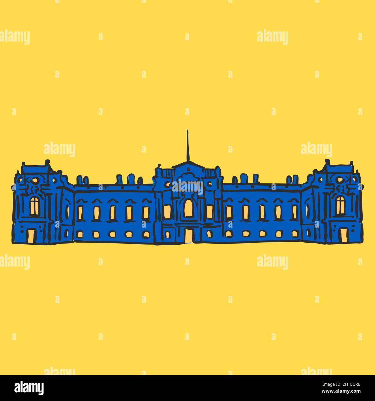 Mariyinsky Palace. Vector icon for web and print concepts in ukrainian colors. Freedom symbol, icon, button.-SupplementalCategories+=Images Stock Vector