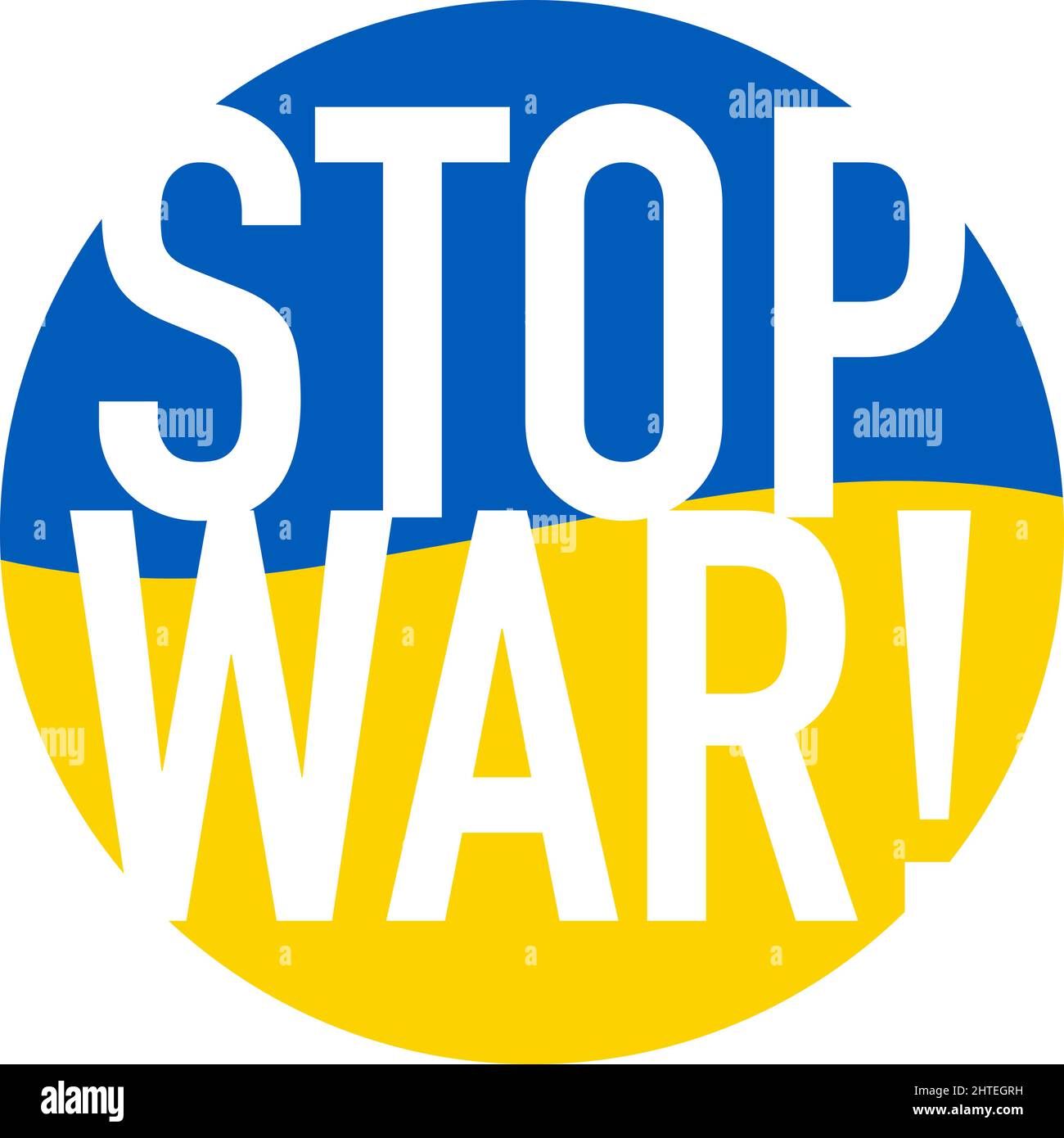 Stop War! Lettering on round badge. Support icon for Kyiv and Ukraine people. Stay Strong together. Patriotic symbol, icon.-SupplementalCategories+=Im Stock Vector