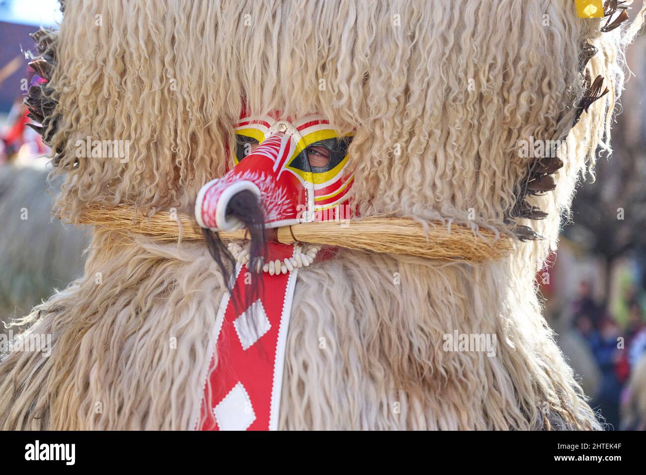 Colorful face of Kurent, Slovenian traditional mask, carnival time.  Traditional mask used in februar for winter persecution, carnival time,  Slovenia Stock Photo - Alamy