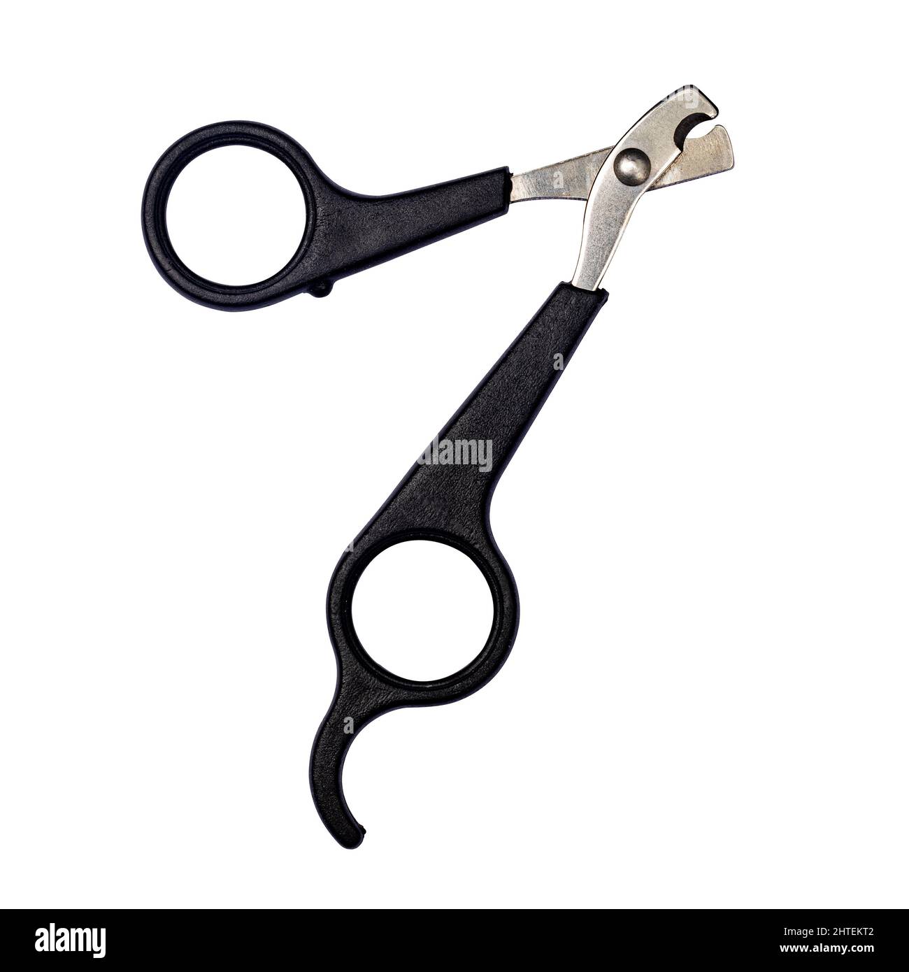 Open pair of pet nail clippers. Isolated on a white background Stock