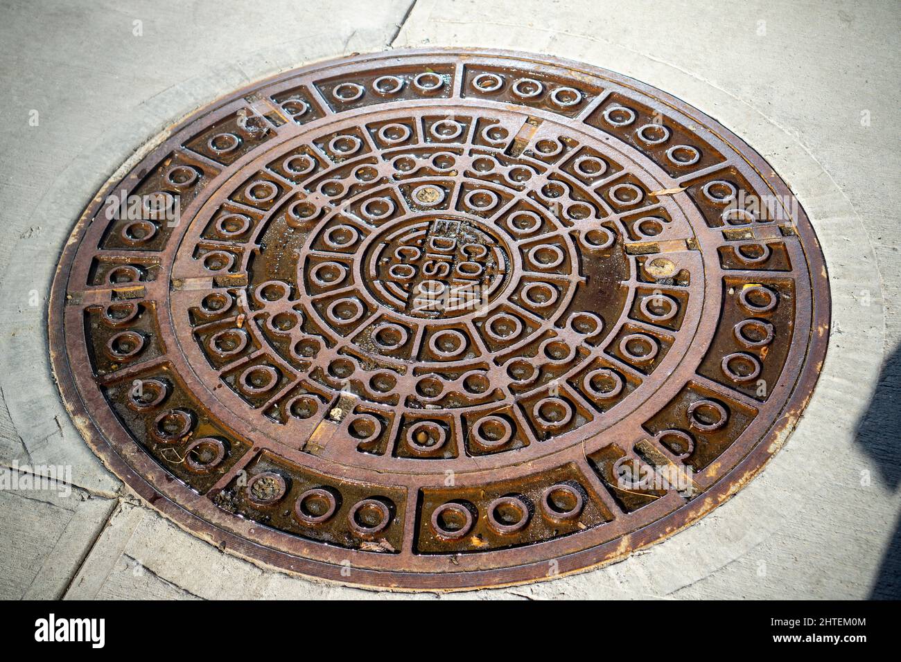 A cast iron manhole cover for the Con Edison Co. in New York on Friday