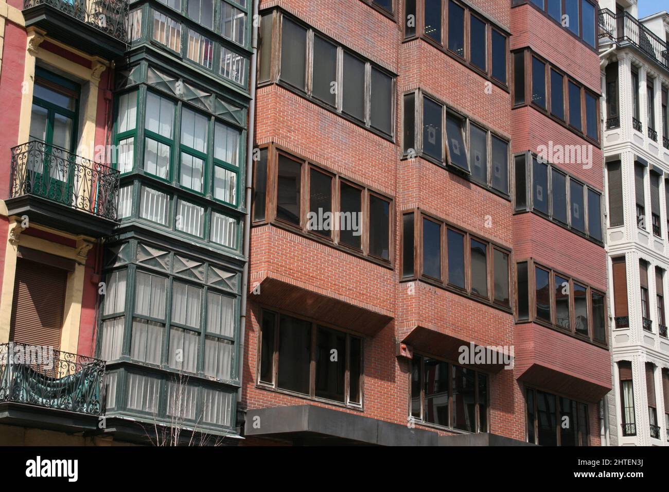 Photo of traditional modern buildings in Bilbao town, Spain Stock Photo ...