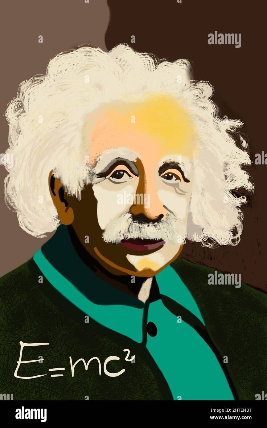 Theoretical physicist Albert Einstein creative portrait illustration Stock Photo