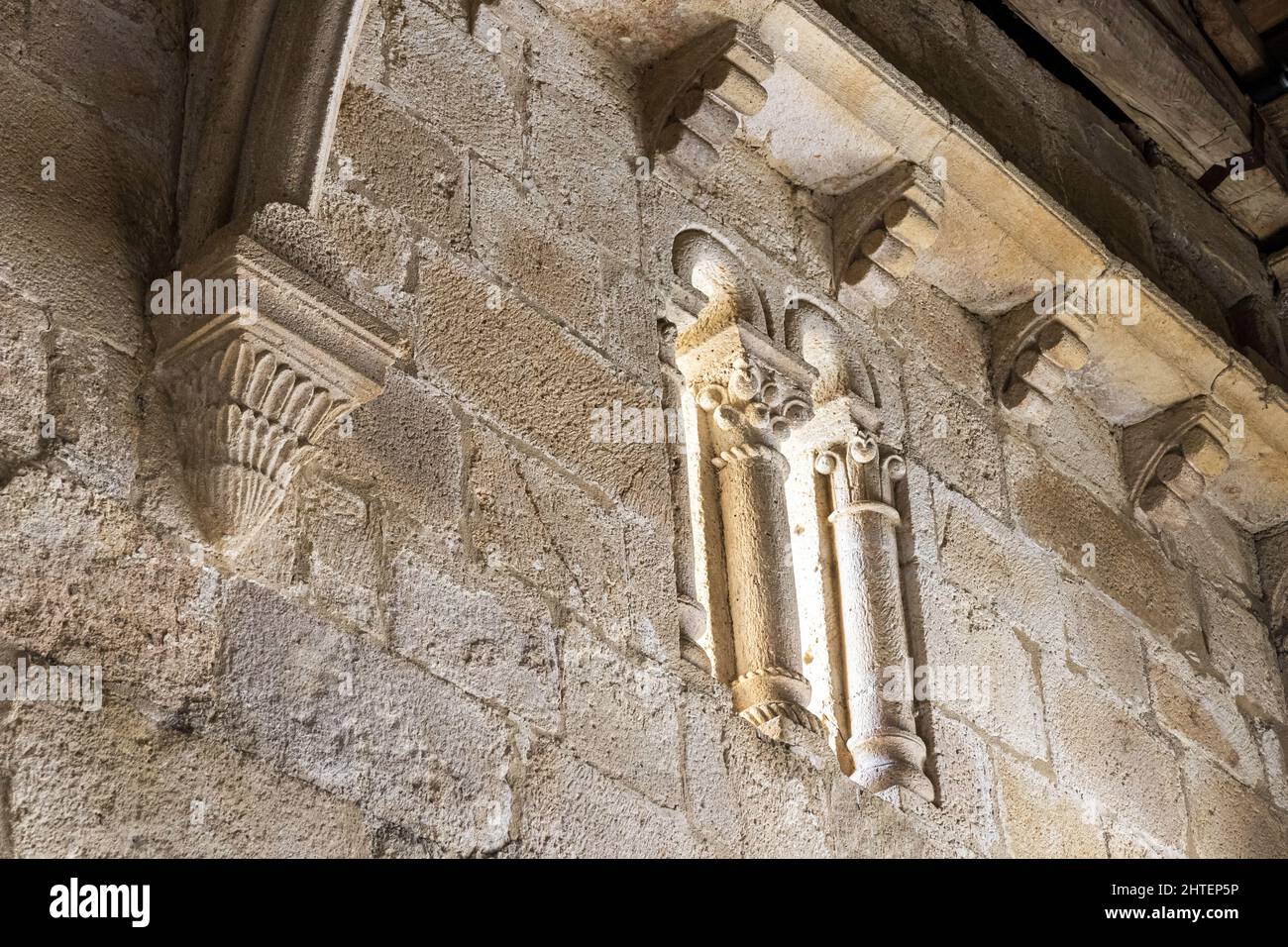 Romanesque window in the Royal Palace of the Monastery of Saint Mary of ...