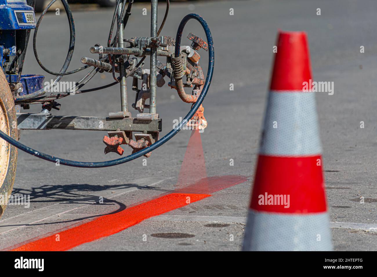 Traffic line painting Stock Photo Alamy