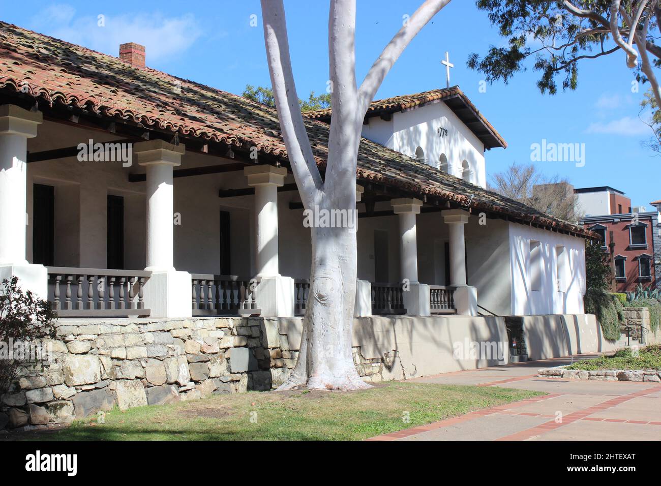 Convento and Church, Mission San Luis Obispo de Tolosa, San Luis Obispo, California Stock Photo