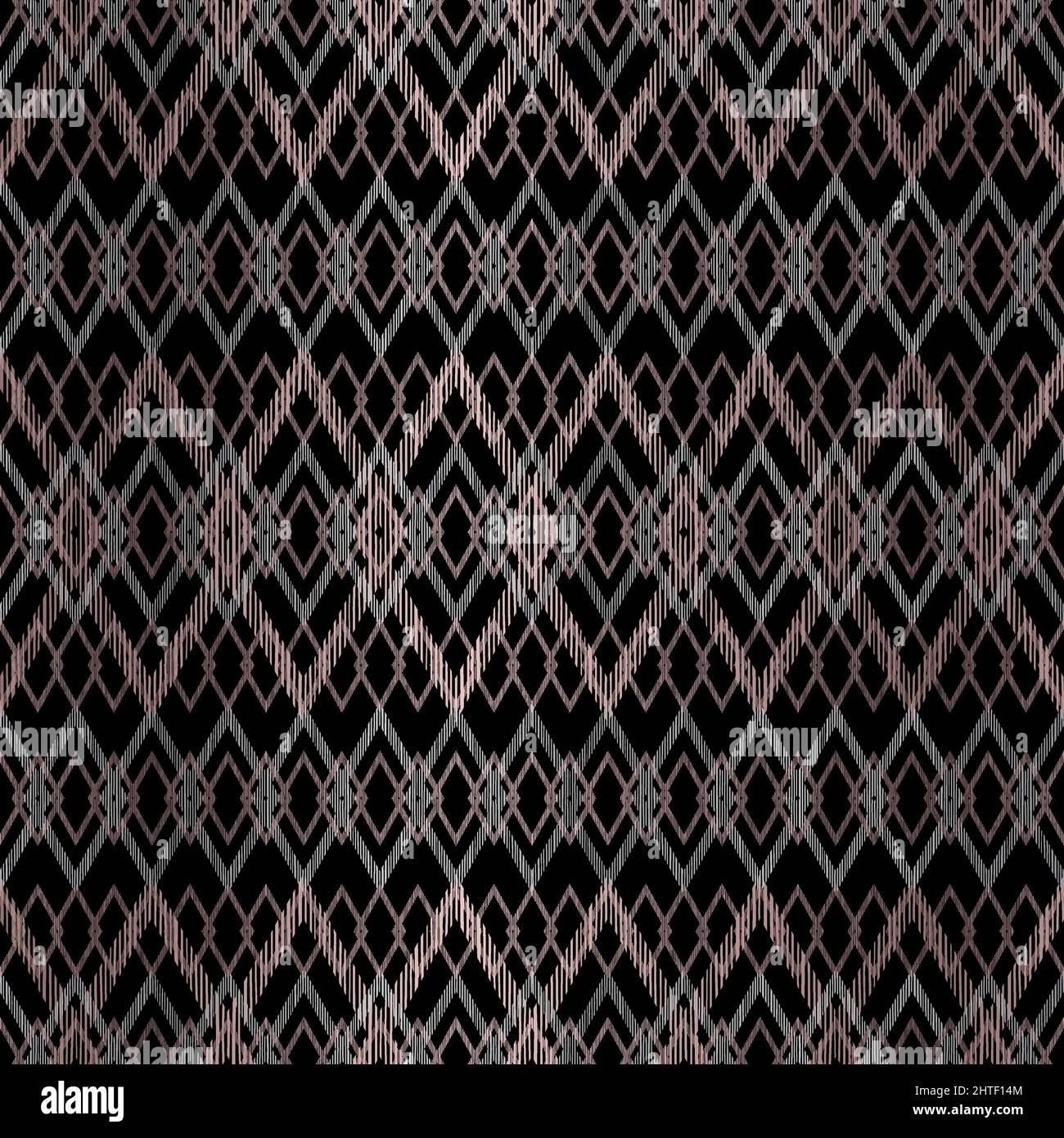 Geometric Rhombus Rose Gold Pattern on Black Background Stock Vector