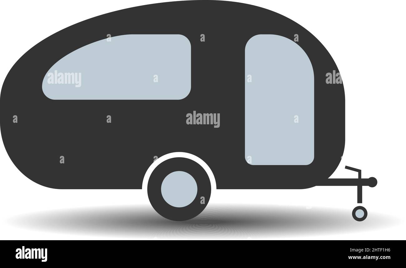 simple flat camping trailer symbol, vector illustration Stock Vector