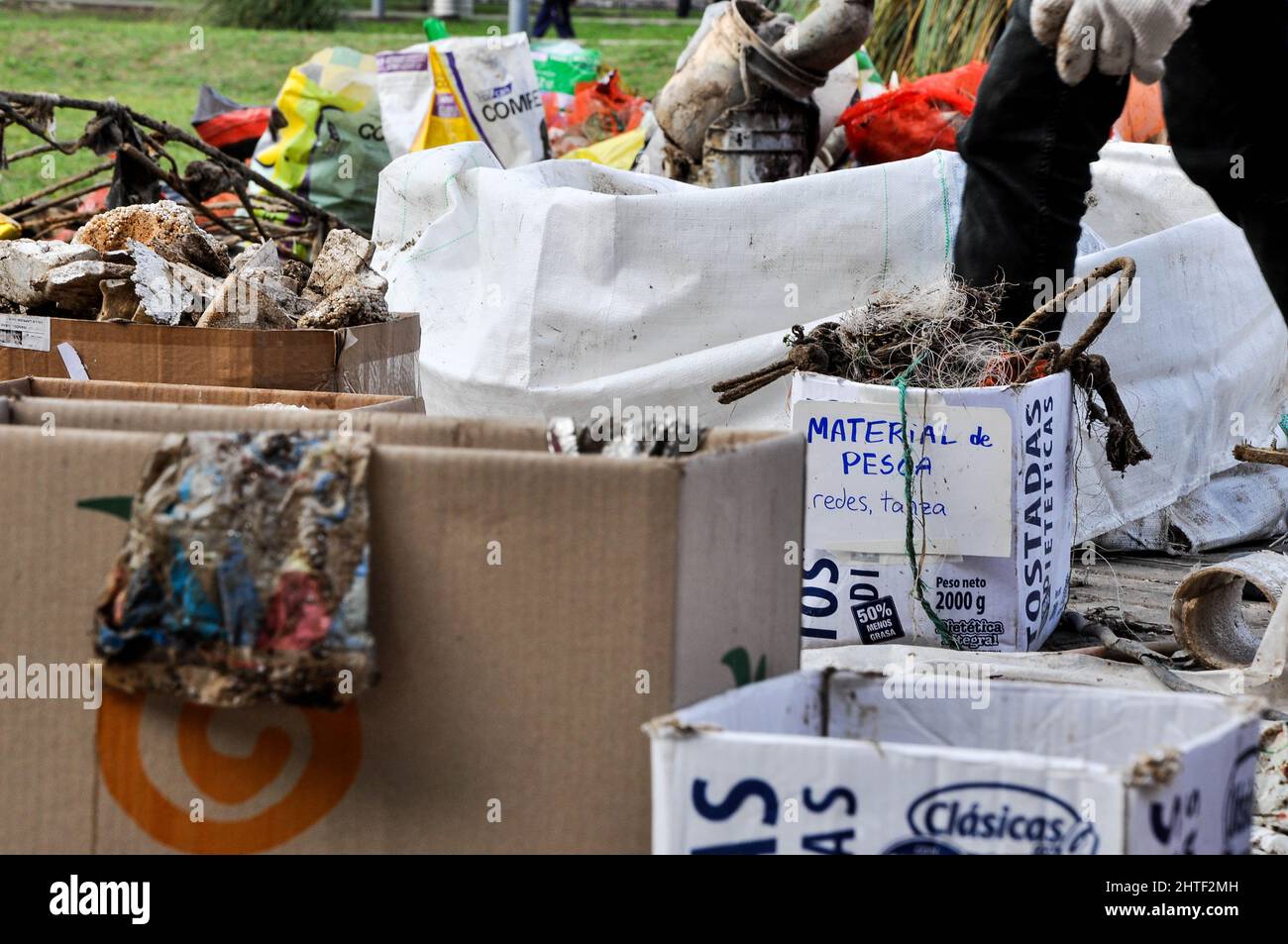 Garbage extracted from the Parana river removed during a river cleanup day Stock Photo Alamy