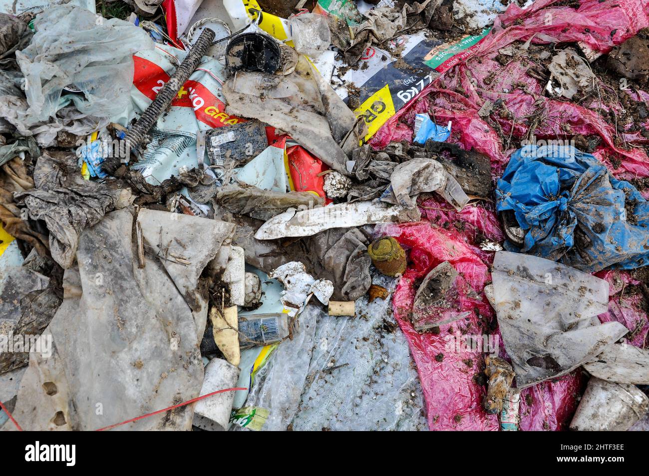 A garbage extracted from the Parana river removed during a river cleanup day Stock Photo