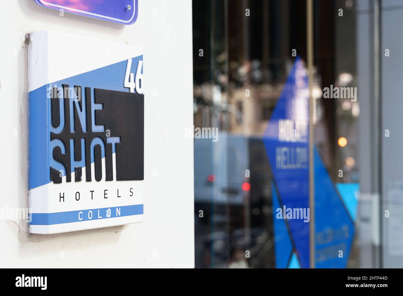 VALENCIA, SPAIN FEBRUARY 22, 2022 One Shot Hotels is a Spanish hotel