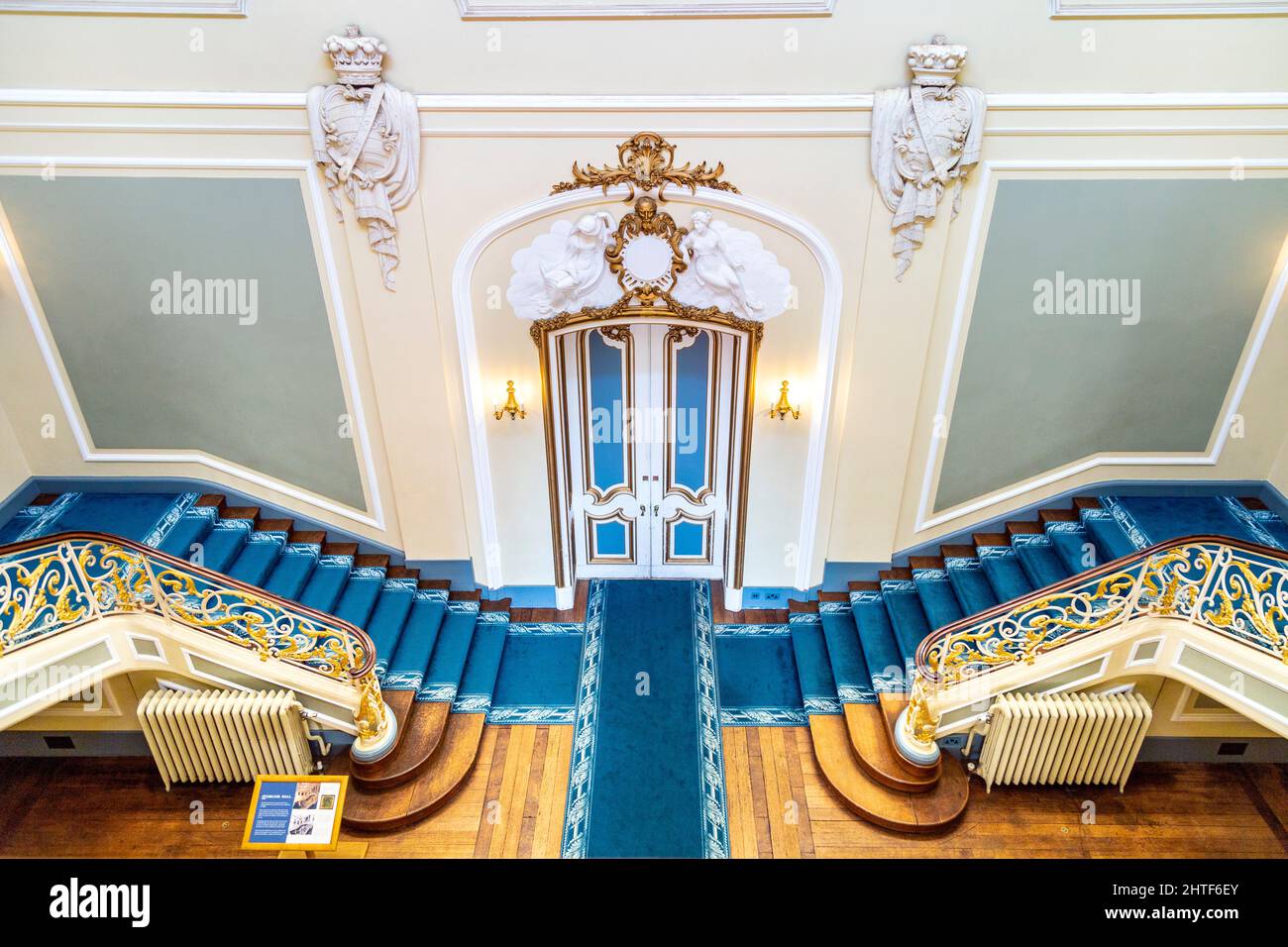 French style rococo revival Staircase Hall at Wrest House, Wrest Park, Bedfordshire, UK Stock Photo