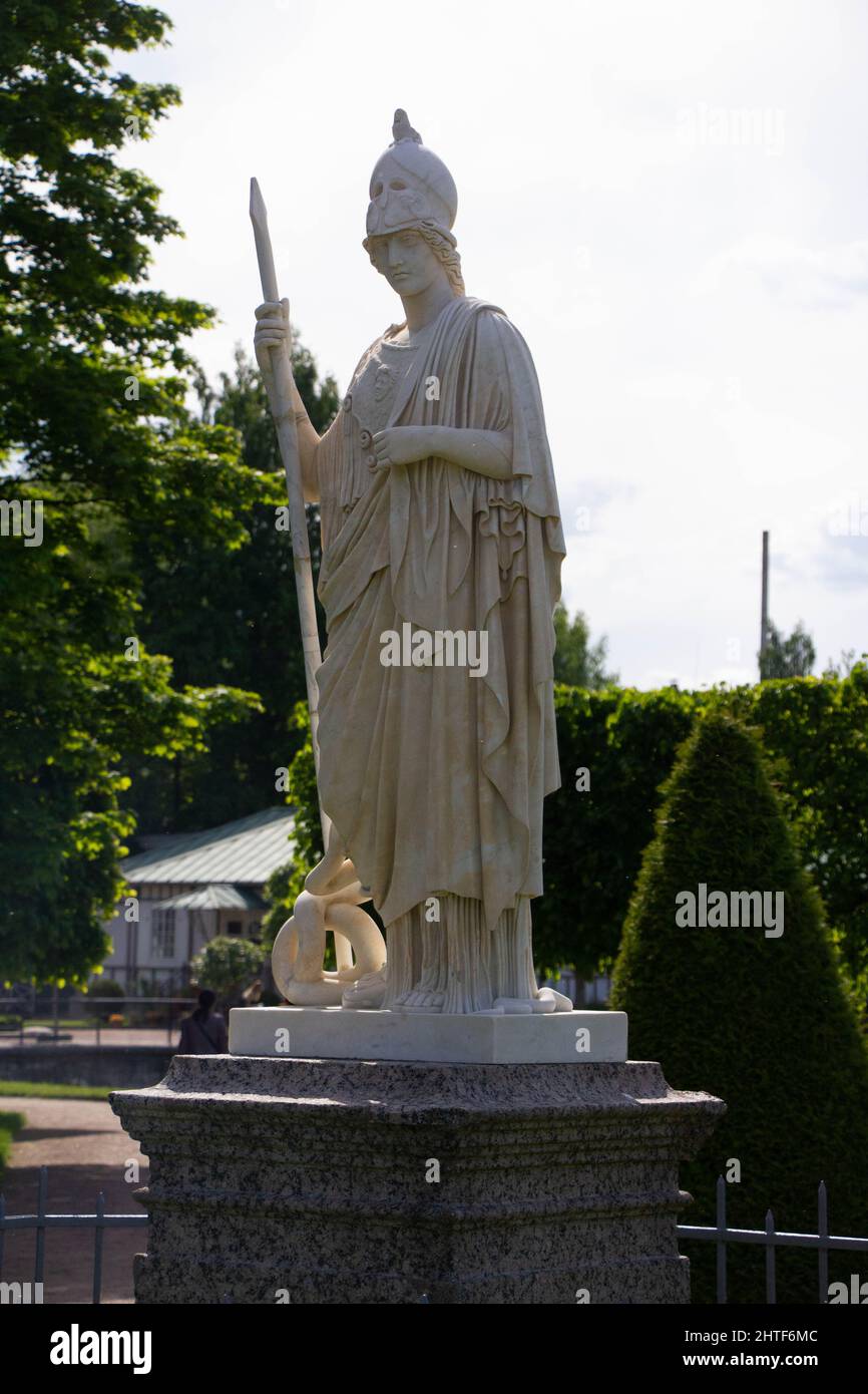 Closeup shot of a white rock statue in Peterhof Palace, Saint ...
