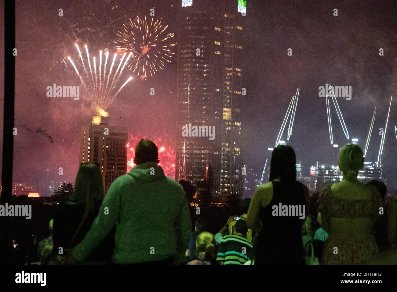 Beautiful view of Fireworks at Riverfire Stock Photo