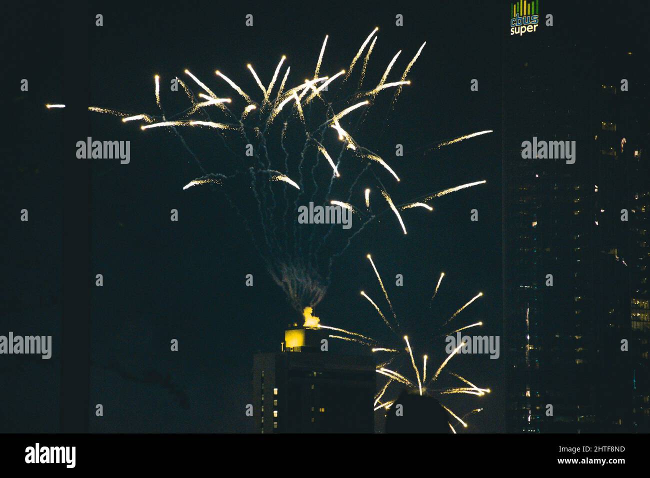 A beautiful view of Fireworks at Riverfire Stock Photo
