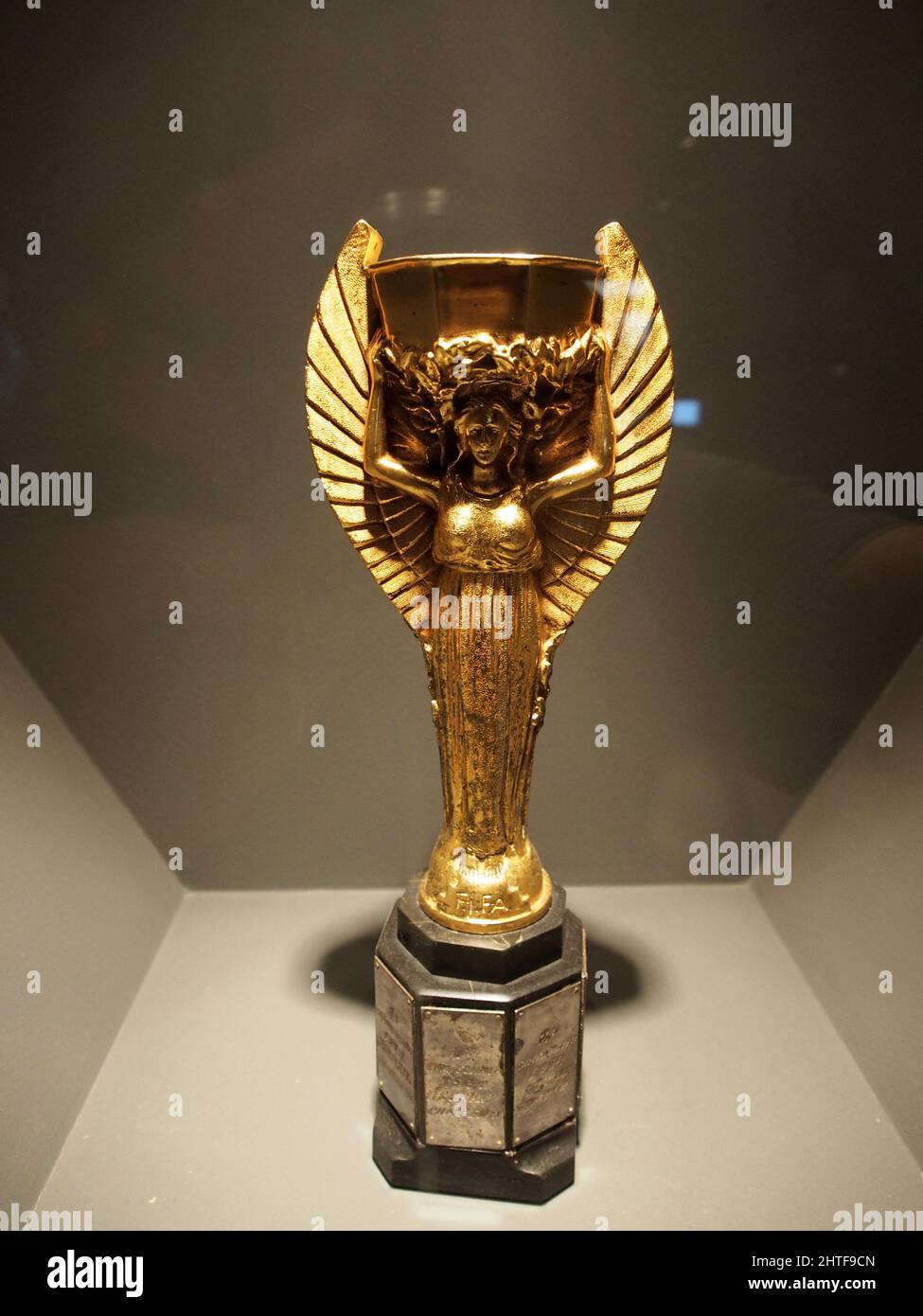 Vertical shot of Jules Rimet trophy in Sao Paulo, Brazil Stock Photo