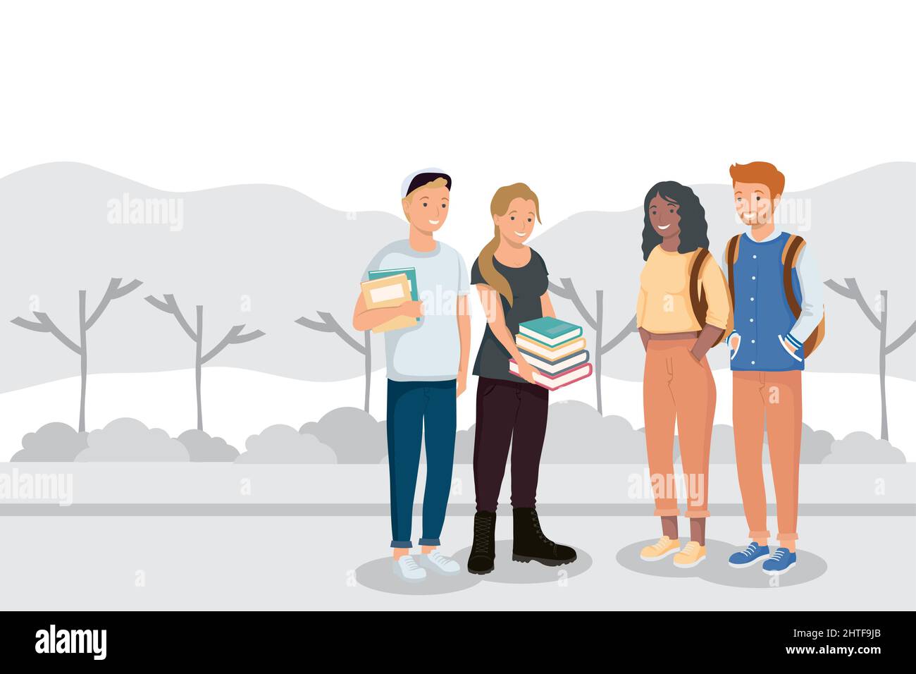 young students gray scene characters Stock Vector Image & Art - Alamy