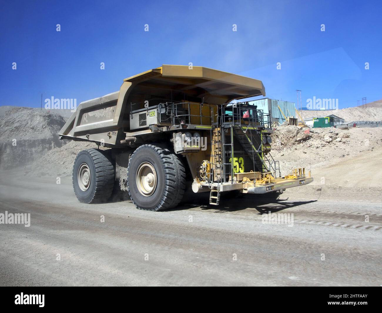 Old industrial truck at a construction site in Calama, Chile Stock