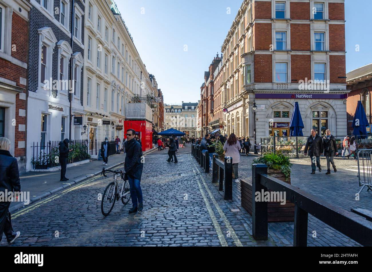 A view along Henrietta Street in Covent Garden, London, UK