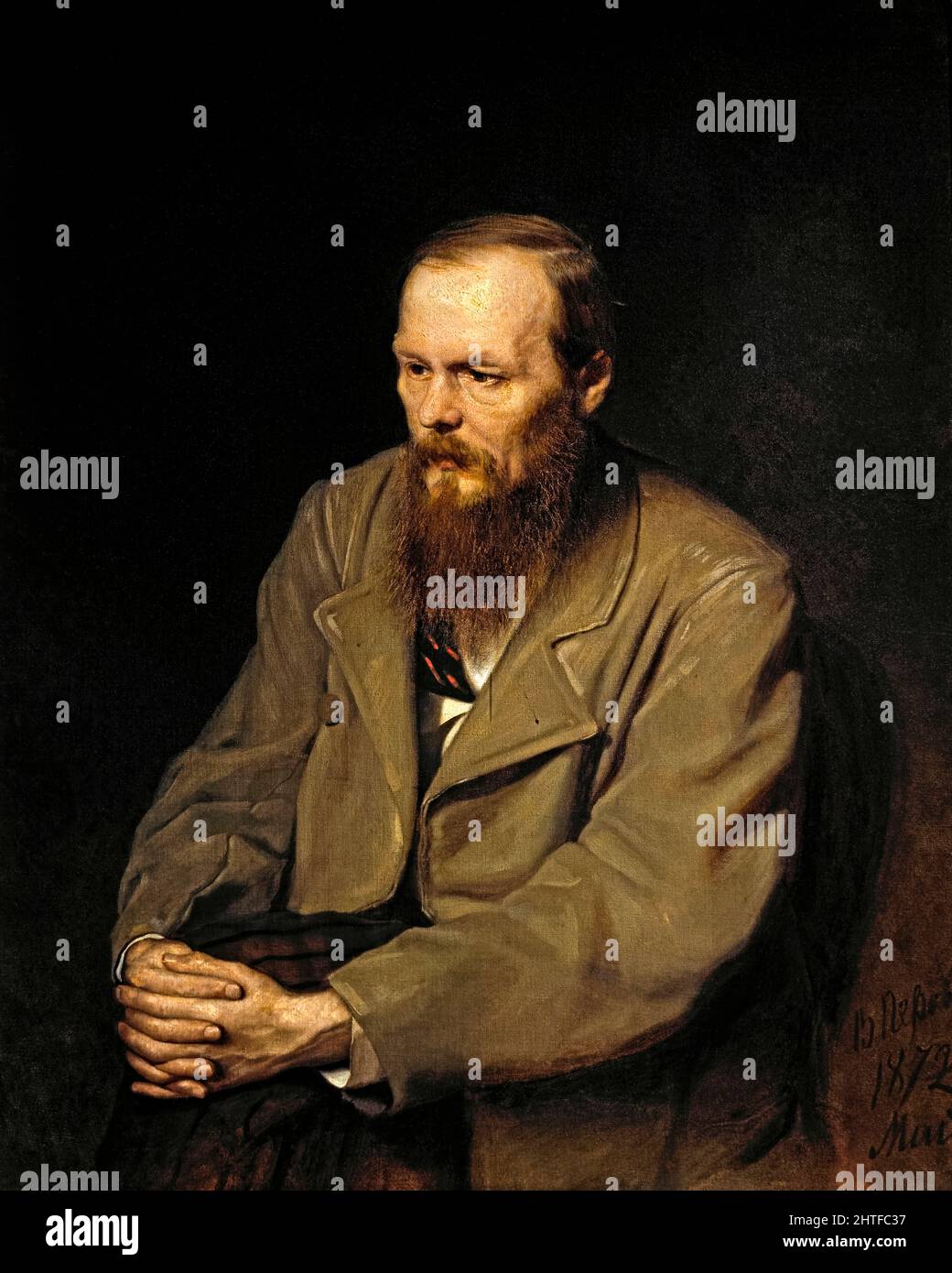 Fyodor Dostoyevsky (1821-1881) Russian writer by Vasily Perov (1834-1882) painted in 1872. Stock Photo