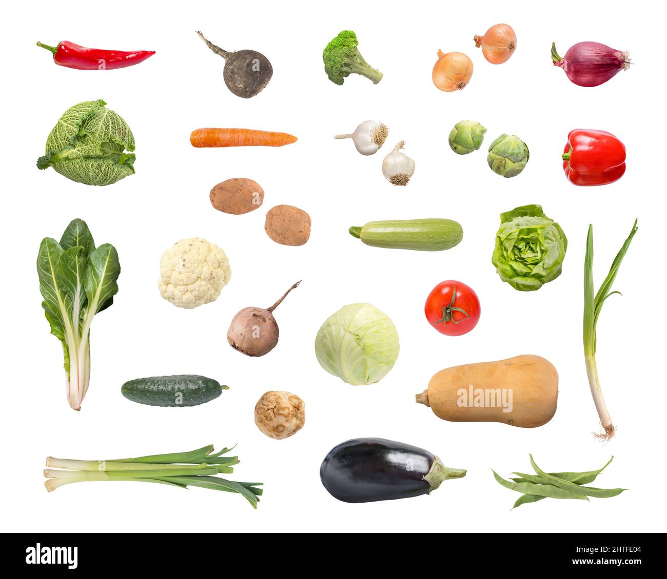 Various vegetables isolated on white background Stock Photo