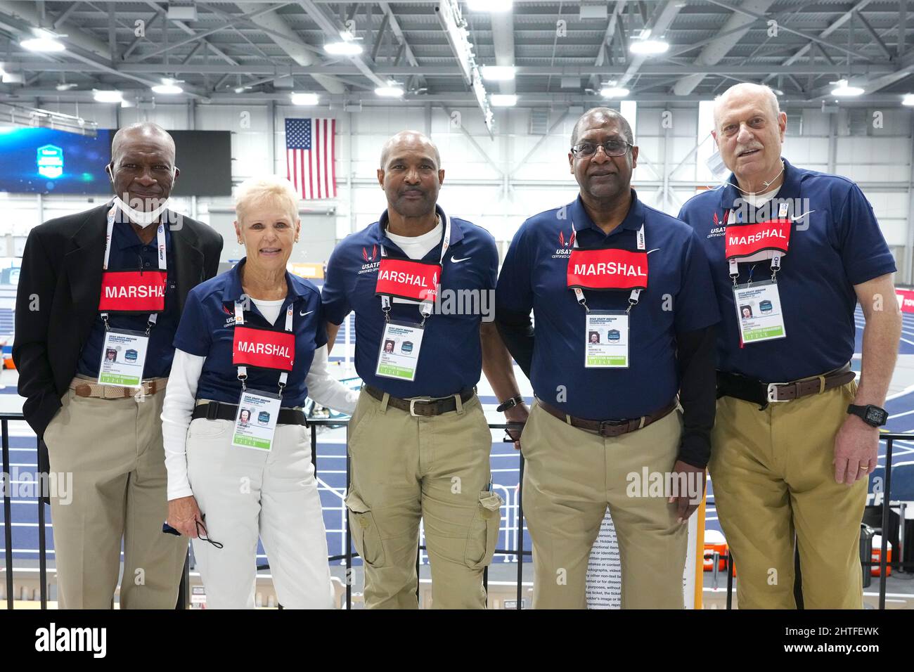 USA Track & Field competition marshalls Moses Dennis, Sue Murray, Eric