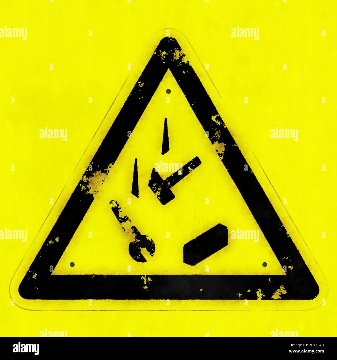 Illustration of watch for falling objects sign isolated on yellow